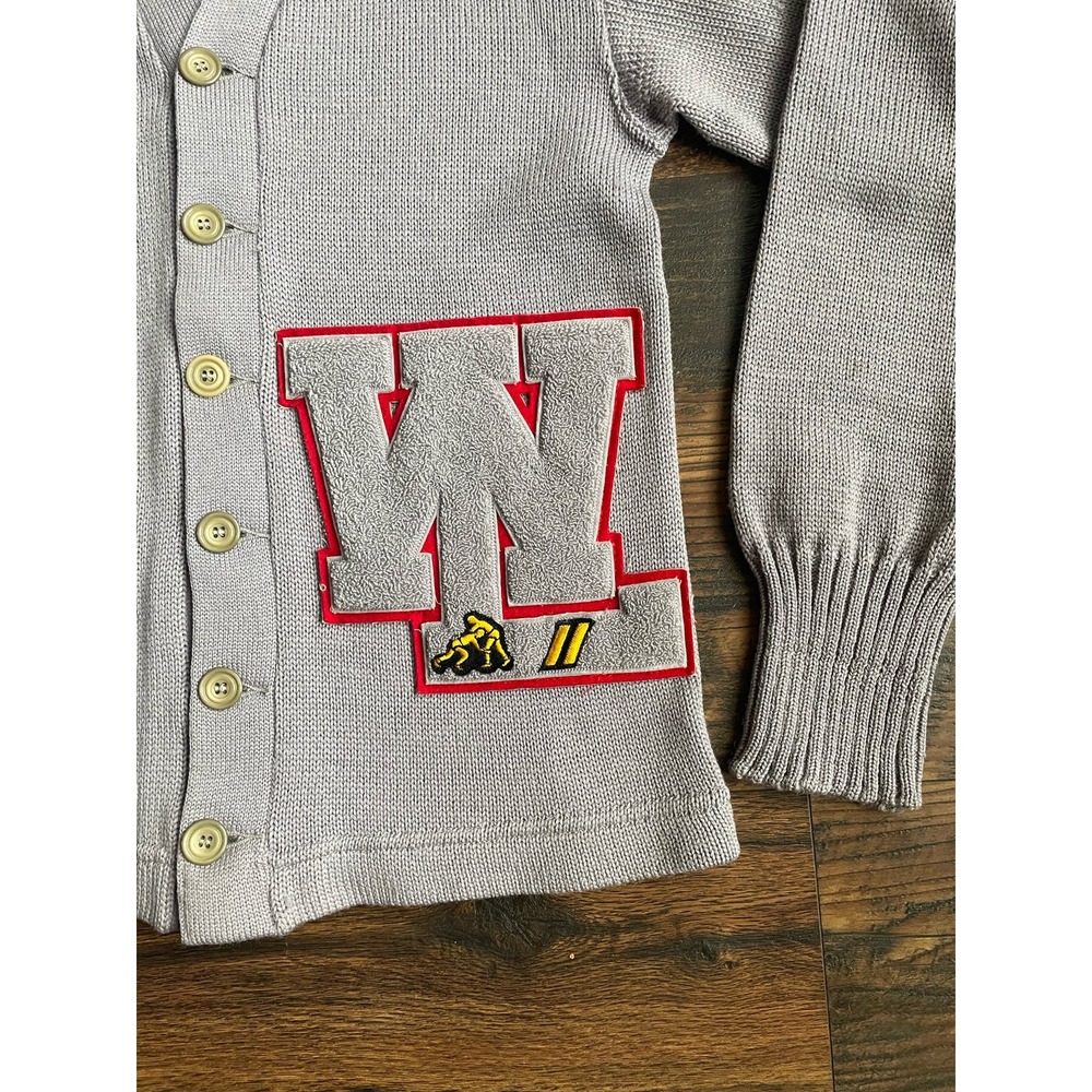 VTG McMillan Sans Knit Varsity Sweater Cardigan Worsted Wool Wrestling Grandpa - Picture 3 of 12